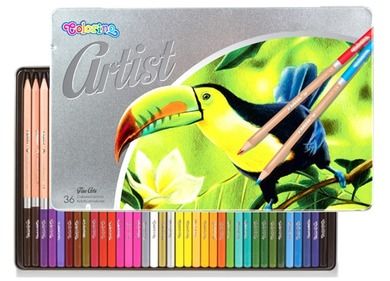 Colorino, kredki ołówkowe okrągłe Artist, 36 kolorów w metalowym pudełku