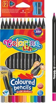 Colorino, kredki ołówkowe trójkątne, czarne drewno, 12 kolorów