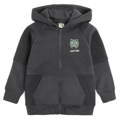Cool Club, Bluza chłopięca z kapturem, rozpinana, ciemnoszara
