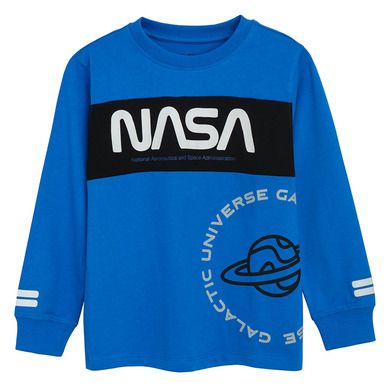 Cool Club, Bluzka chłopięca z długim rękawem, niebieska, NASA