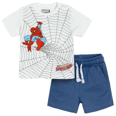 Cool Club, Komplet chłopięcy, T-shirt, Szorty, ecru-niebieski, Spider-Man