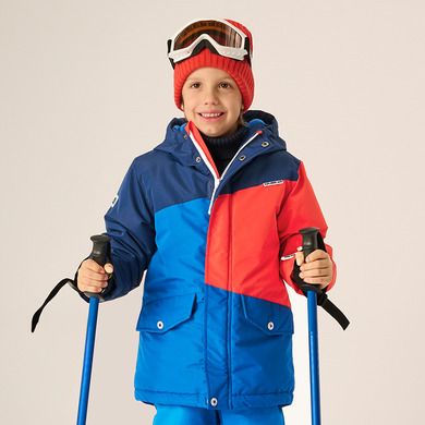 Cool Club, Kurtka narciarska chłopięca z kapturem, ocieplana, czerwono-niebieska