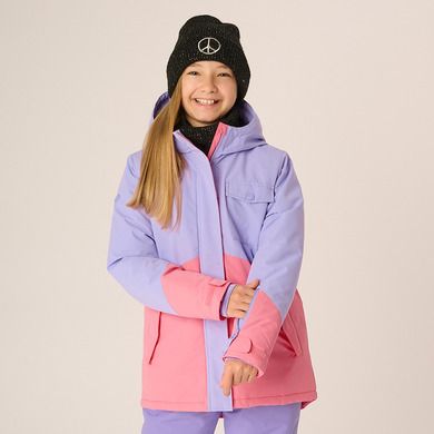 Cool Club, Kurtka narciarska dziewczęca z kapturem, ocieplana, fioletowo-różowa