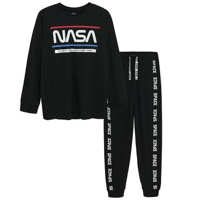 Cool Club, Piżama chłopięca, czarna, NASA