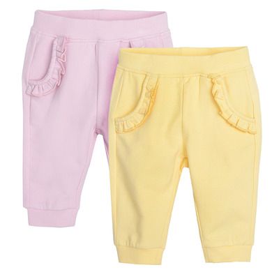 Cool Club, Spodnie dresowe dziewczęce, różowe, żółte, zestaw, 2 szt.