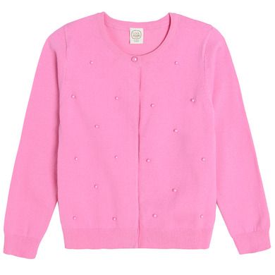 Cool Club, Sweter dziewczęcy, rozpinany, różowy