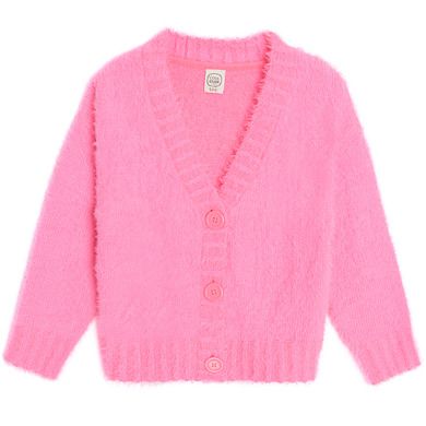 Cool Club, Sweter dziewczęcy, rozpinany, różowy fluo