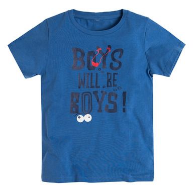 Cool Club, T-shirt chłopięcy, niebieski, Boys will be boys