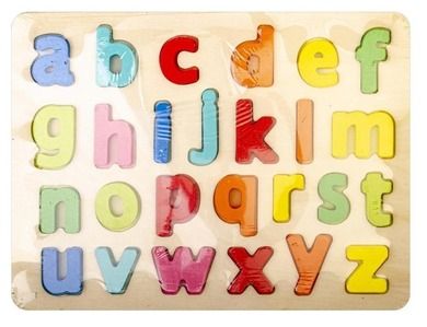 Daffi, alfabet, małe litery, układanka drewniana, 26 elementów