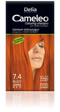 Delia Cosmetics, Cameleo, szampon koloryzujący 7.4 rudy, 1 szt.