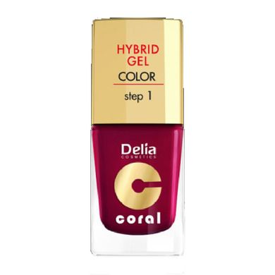 Delia Cosmetics, Coral Hybrid Gel, emalia do paznokci nr 12 bordowy, 11 ml