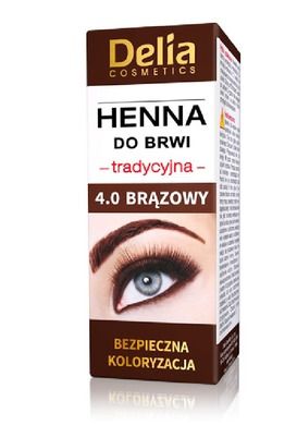 Delia Cosmetics, henna do brwi 4.0 brązowa, 1 szt.