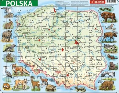 Demart, Fizyczna mapa Polski, puzzle ramkowe, 72 elementy