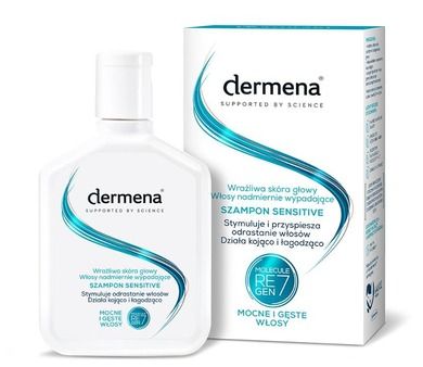 DerMena Hair Care Sensitive, szampon do wrażliwej skóry głowy hamujący wypadanie włosów, 200 ml