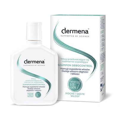 Dermena, Supported by Science, Sebocontrol, szampon do włosów przetłuszczających się i nadmiernie wypadających, 200 ml