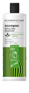 Dermofuture, Daily Care, sampon, włosy bez objętości, zielona herbata + glinka, 380 ml