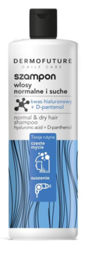 Dermofuture, Daily Care, sampon, włosy normalne i suche z kwasem hialuronowym i d-pantenolem, 380 ml