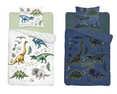 Dino, fluo, 2-częściowy komplet pościeli świecącej w ciemności, 160-200 cm