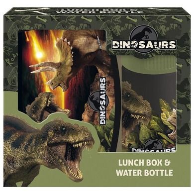 Dinozaur, lunchbox z bidonem, zestaw
