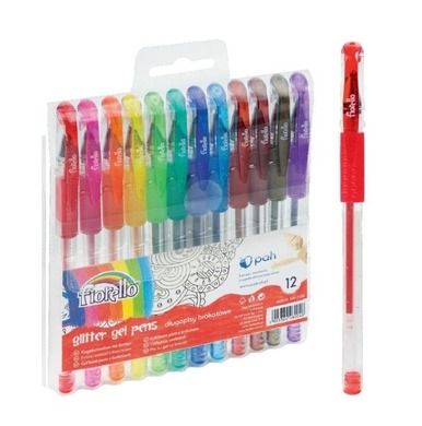 Długopis żelowy z brokatem, 12 kolorów