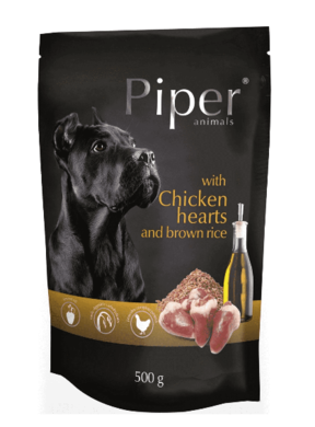 Dolina Noteci, Piper Animals, karma dla dorosłych psów, serca, kurczaka, ryż, 500g