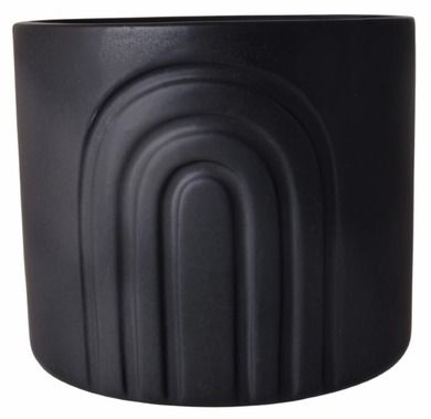 Doniczka ceramiczna, czarna matowa, mała, 15-15-13 cm