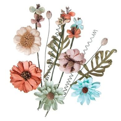 DP Craft, kwiaty papierowe, dusty blush, 12 szt. beż, ceglany, miętowy