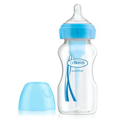 Dr Brown`s, Options Plus, butelka antykolkowa, szeroka, niebieska, 0m+, 270 ml