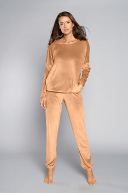 Dres damski, welurowy, beżowy, Juga, Italian Fashion