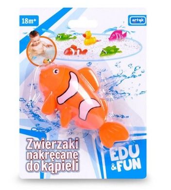Edu&Fun, Rybka, zabawka nakręcana do kąpieli, pomarańczowa