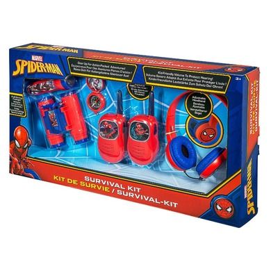 Ekids, Spider-Man, zestaw Przygoda 5w1: latarka + kompas + lornetka + walkie talkie + słuchawki