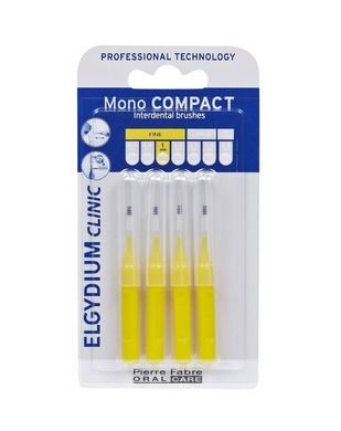 Elgydium, Clinic Mono Compact, szczoteczki międzyzębowe, ISO 2, żółte, 1,0 mm, 4 szt.