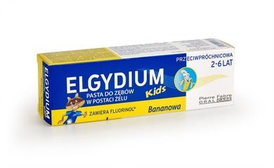 Elgydium, pasta bananowa do zębów dla dzieci, 2-6l, 50 ml