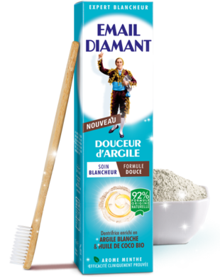 Email Diamant, Doucer d’Argile, pasta do zębów wybielająca z olejem kokosowym i białą glinką, 75 ml