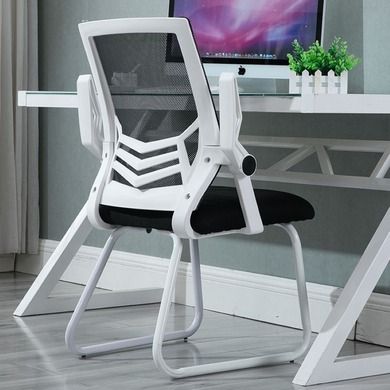 Ergonomiczne krzesło biurowe, konferencyjne z siatki, białe