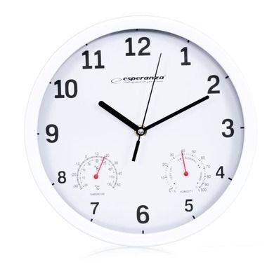 Esperanza, zegar ścienny, Lyon EHC016w, biały