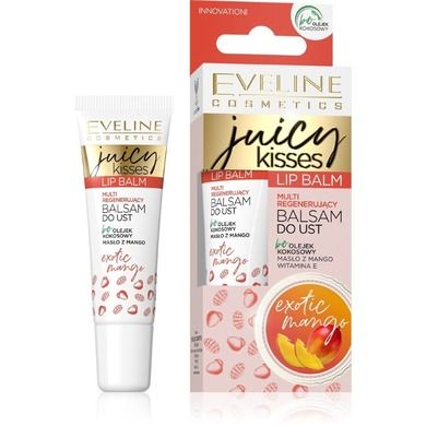 Eveline, Juicy Kisses, balsam do ust multi regenerujący, Exotic Mango, 12 ml
