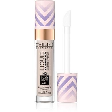 Eveline, Liquid Camouflage, wodoodporny korektor z kwasem hialuronowym, nr 02 light vanilla, 75 ml
