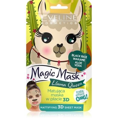 Eveline, Magic Mask, matująca maska w płacie 3D, Llama Queen, 1 szt.