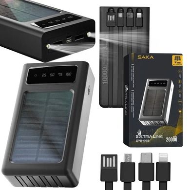 Extralink, EPB-092 20000mAh, powerbank, Solar, USB-C