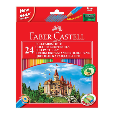 Faber-Castell, kredki ołówkowe Eco z temperówką, 24 kolory