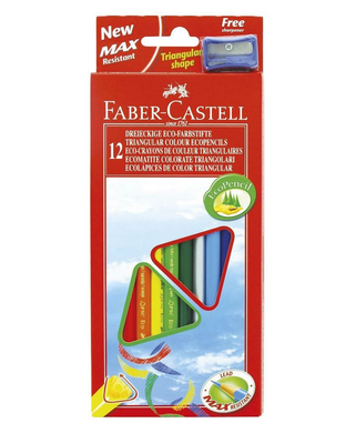 Faber-Castell, kredki trójkątne Eco, z temperówką, 12 kolorów