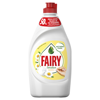 Fairy, Sensitive Rumianek i witamina E, płyn do mycia naczyń, 450 ml