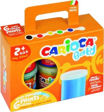 Farba do malowania palcami, Carioca temper, 6 kolorów, 80 ml