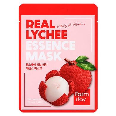 FarmStay, Real Lychee Essense Mask, nawilżająca maseczka w płachcie z ekstraktem z liczi, 23 ml