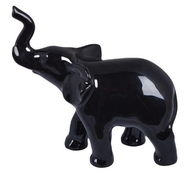 Figurka ceramiczna, słoń czarny, 15-6-15,5 cm