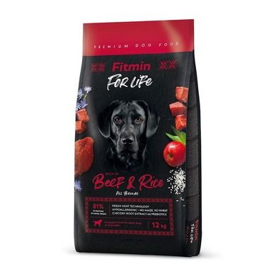 Fitmin, For Life, Beef & Rice, sucha karma dla psa, 12 kg