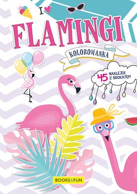 Flamingi. Kolorowanka z naklejkami