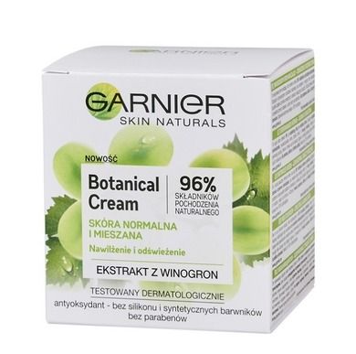 Garnier, Botanical, nawilżający krem dla skóry normalnej i mieszanej, ekstrakt z winogron, 50 ml