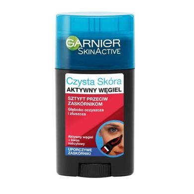 Garnier, Czysta Skóra Aktywny Węgiel, złuszczający sztyft przeciw zaskórnikom, 50 ml